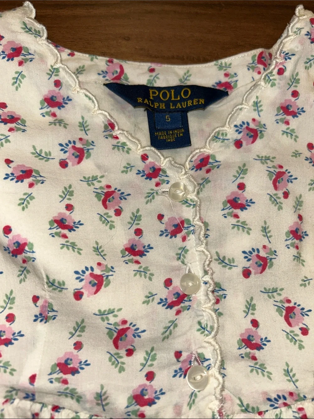 Polo Ralph Lauren 100% Cotton Charming Cottagecore White Dress Pink Floral Girl5